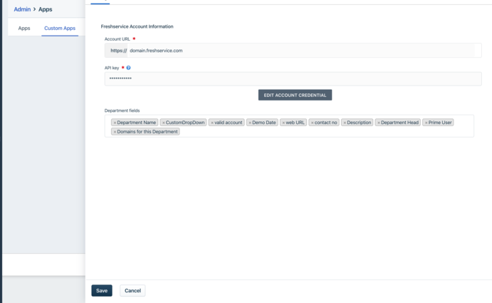 Freshworks Display Department Properties Integration