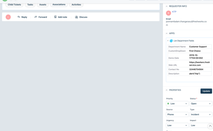 Freshworks Display Department Properties Integration